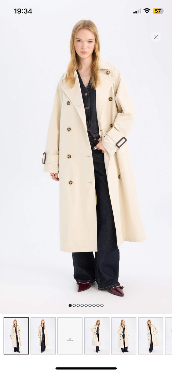 Bej Kadın Uzun Kemerli Trençkot - Görsel 5