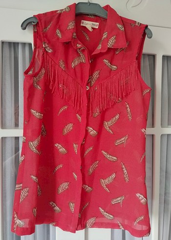 LC Waikiki Püsküllü Kırmızı Bohem Kız Çocuk Gömlek