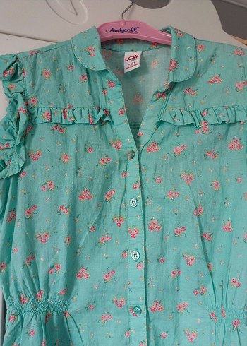 LC Waikiki Turkuaz Çiçek Desenli Kolsuz Bohem Kız Bluzu