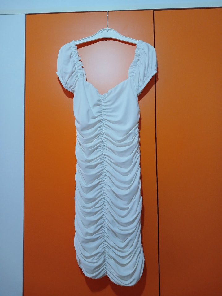 mezuniyet düğün elbisesi beyaz kısa - Görsel 3