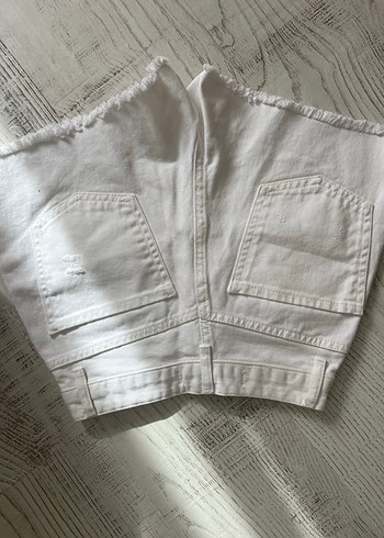 34 Beden Kadın Beyaz Mini Denim Şort