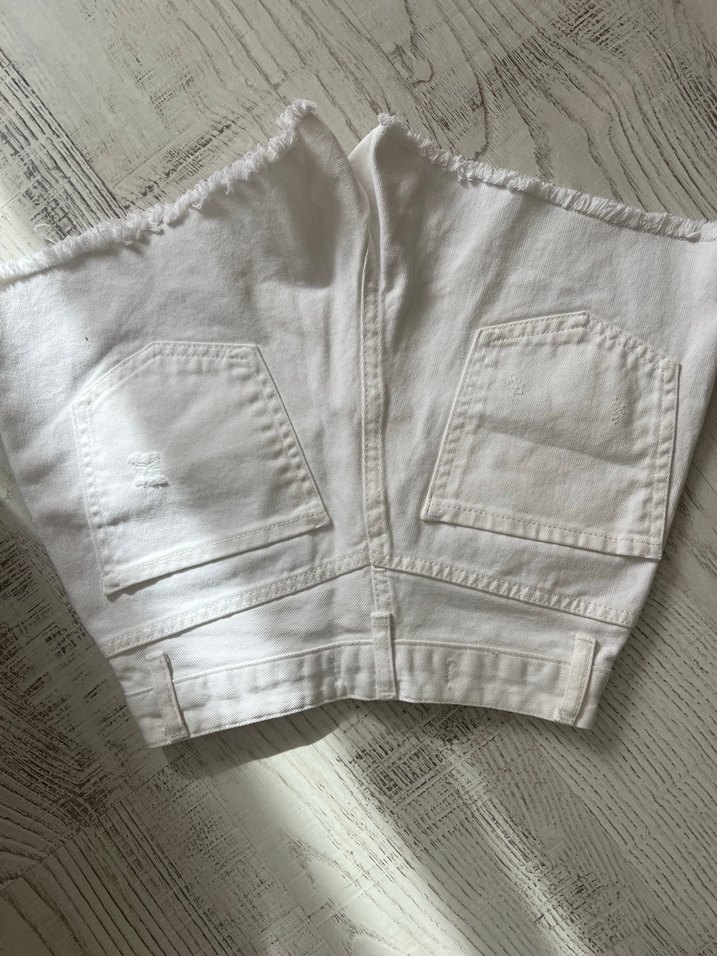 Kadın Beyaz Mini Denim Şort - Görsel 2