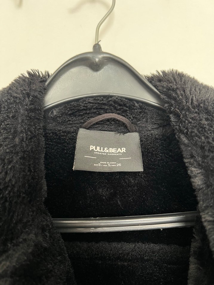 PULL&BEAR Siyah Süet Kürklü Biker Ceket - Görsel 3