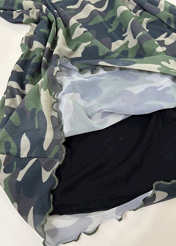 Kamuflaj Desenli Mini Elbise - Görsel 2