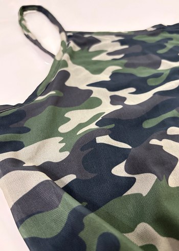 Kamuflaj Desenli Mini Elbise - Görsel 3