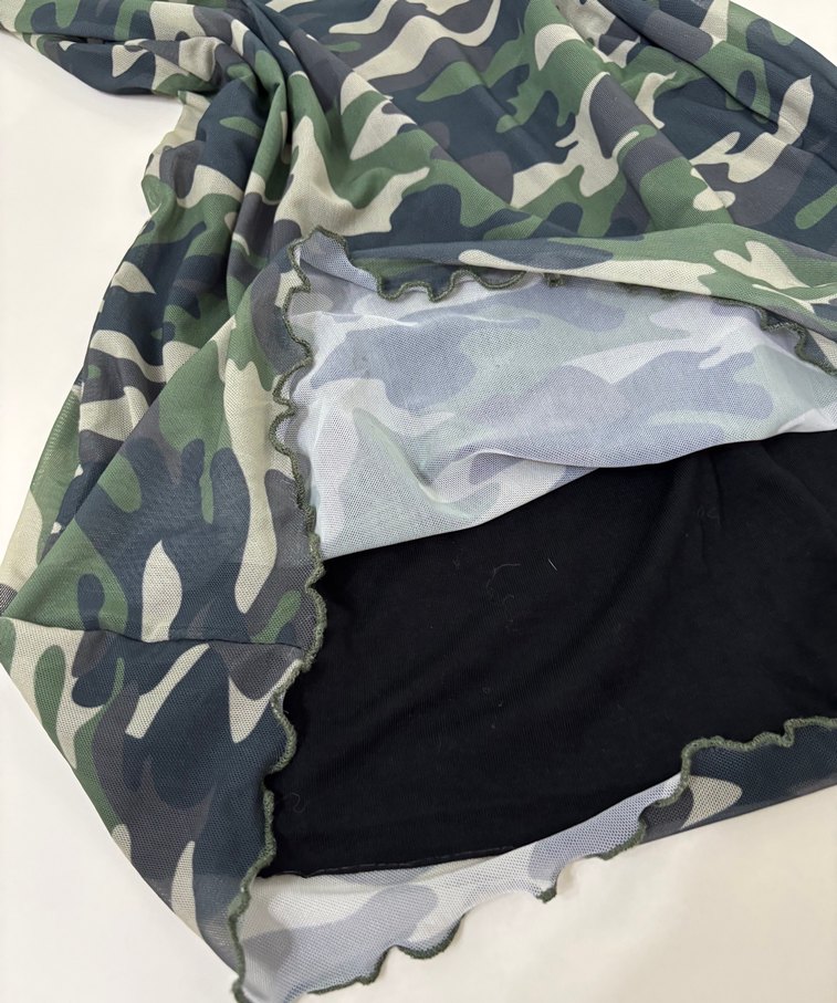 Kamuflaj Desenli Mini Elbise - Görsel 2