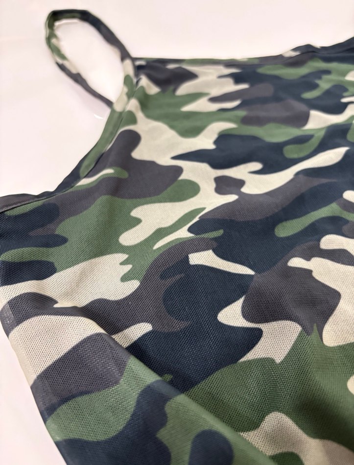 Kamuflaj Desenli Mini Elbise - Görsel 3