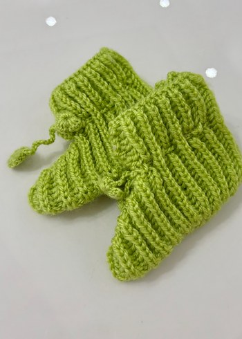 Yeşil Örgü Bebek Patik - Görsel 3