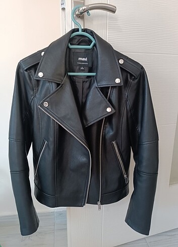 Mavi marka siyah Biker deri ceket 