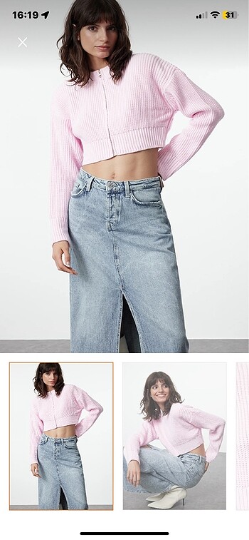 Crop pembe hırka