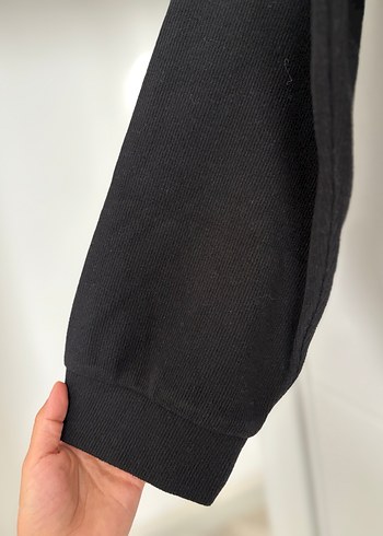 Defacto Fermuarlı Siyah Yüksek Yakalı Sweatshirt