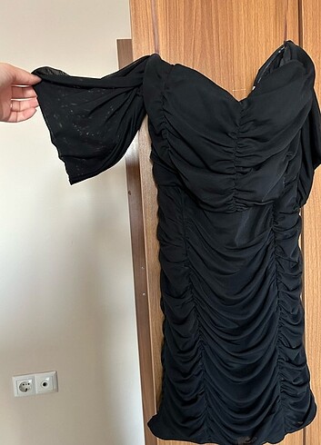 Siyah şifon mini abiye - Görsel 5