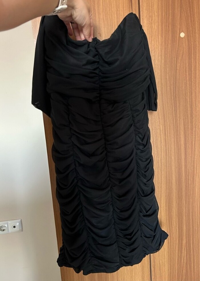 Siyah şifon mini abiye  - Görsel 2
