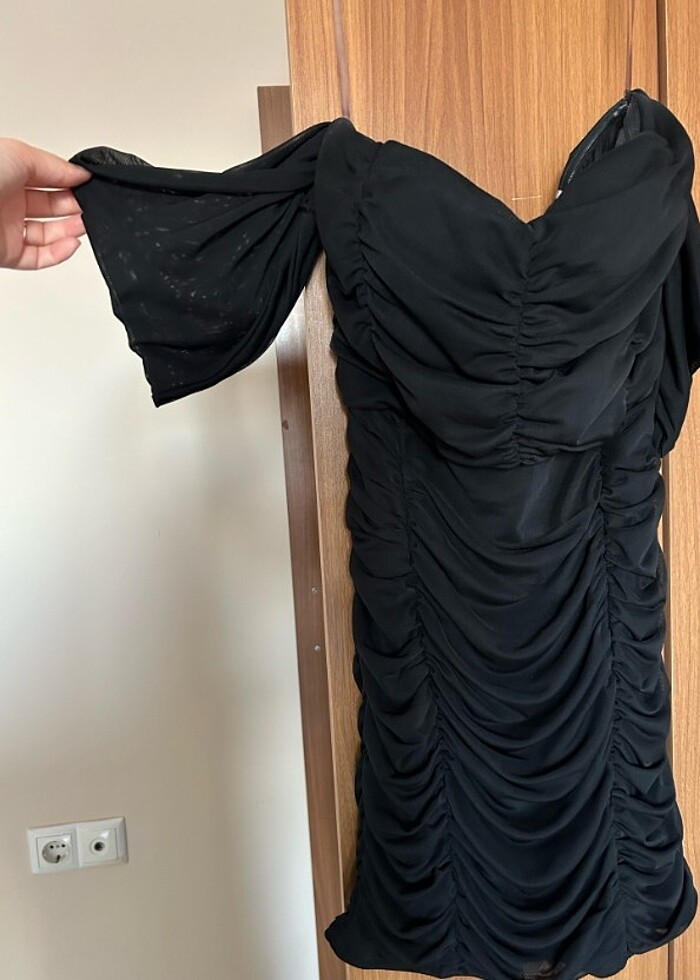 Siyah şifon mini abiye  - Görsel 5