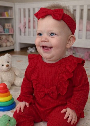 Kırmızı Şardonlu Bandanalı Tulum - Görsel 2