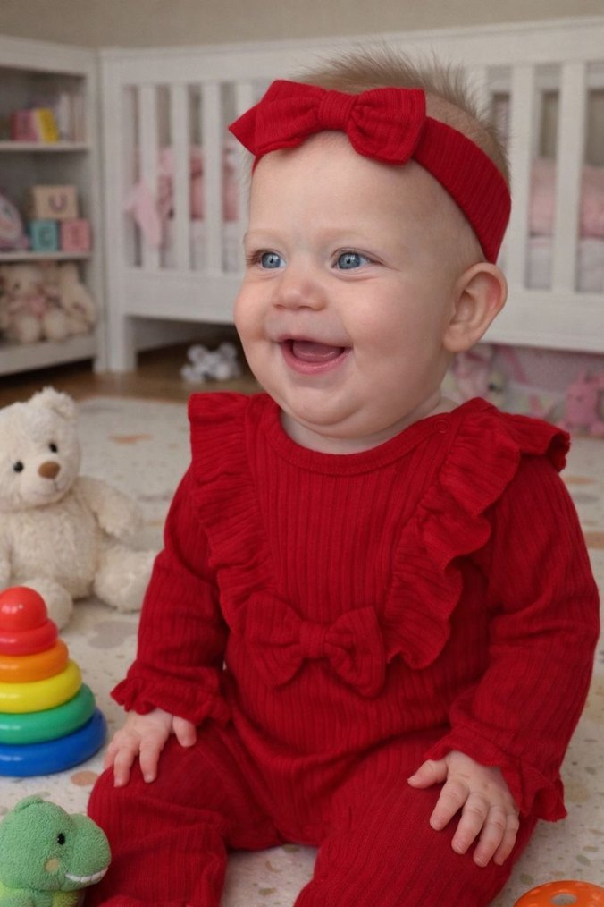 Kırmızı Şardonlu Bandanalı Tulum - Görsel 2