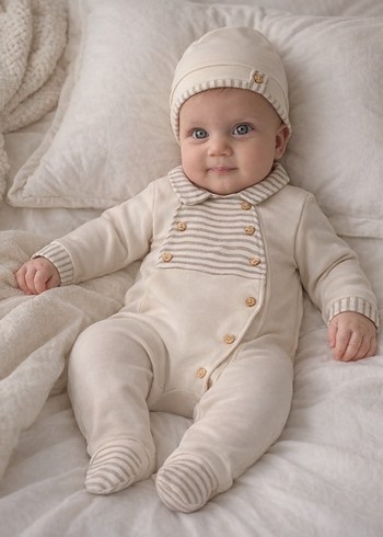 Düğmeli Yakalı Erkek Bebek Tulum - Görsel 2