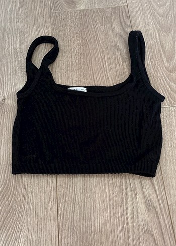 Addax siyah Kolsuz Mini Crop Top