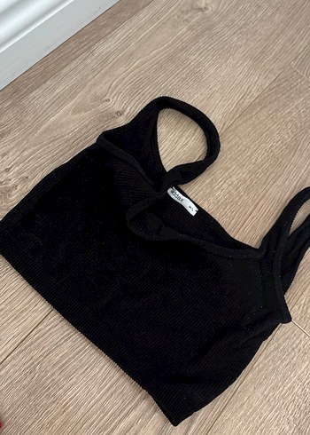 Addax Addax siyah Kolsuz Mini Crop Top