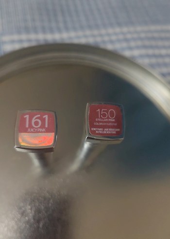 Parlak simli iki adet Pembe ve bronzRuj İkili - Görsel 2