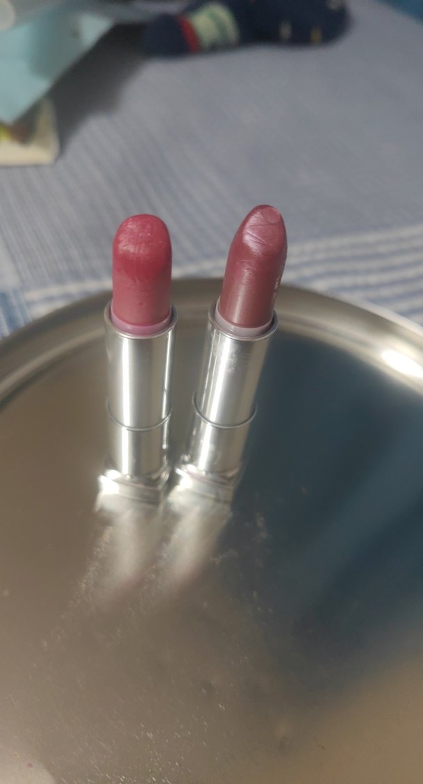 Parlak simli iki adet Pembe ve bronzRuj İkili - Görsel 3