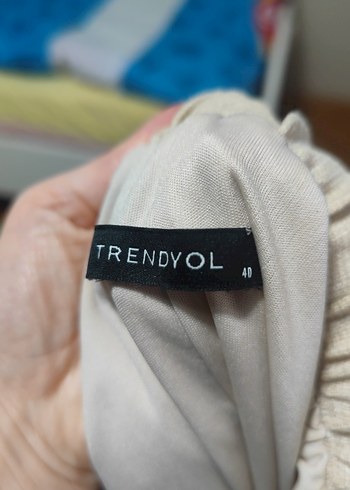 Bej Keten Midi Rahat Elbise - Görsel 4