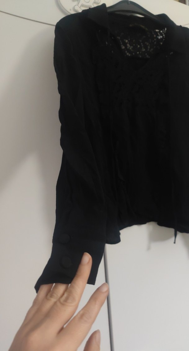 siyah gömlek yaka zara - Görsel 4