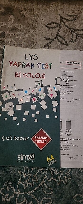 Biyoloji dersi Simya Yayınları LYS yaprak test