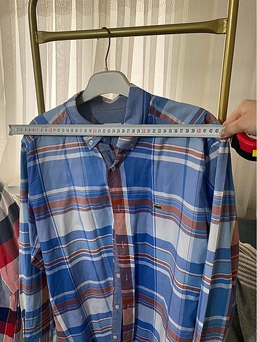l/xl Beden mavi Renk Lacoste kareli gömlek