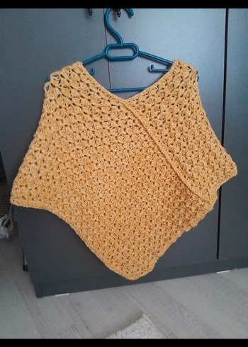 sarı Kısa Örgü Panço - Görsel 2