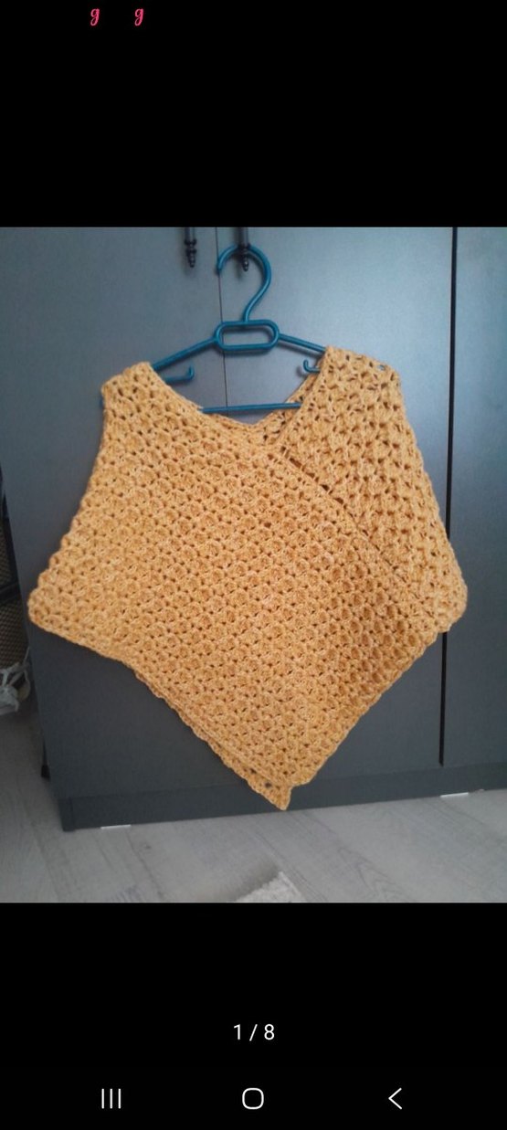 sarı Kısa Örgü Panço - Görsel 3