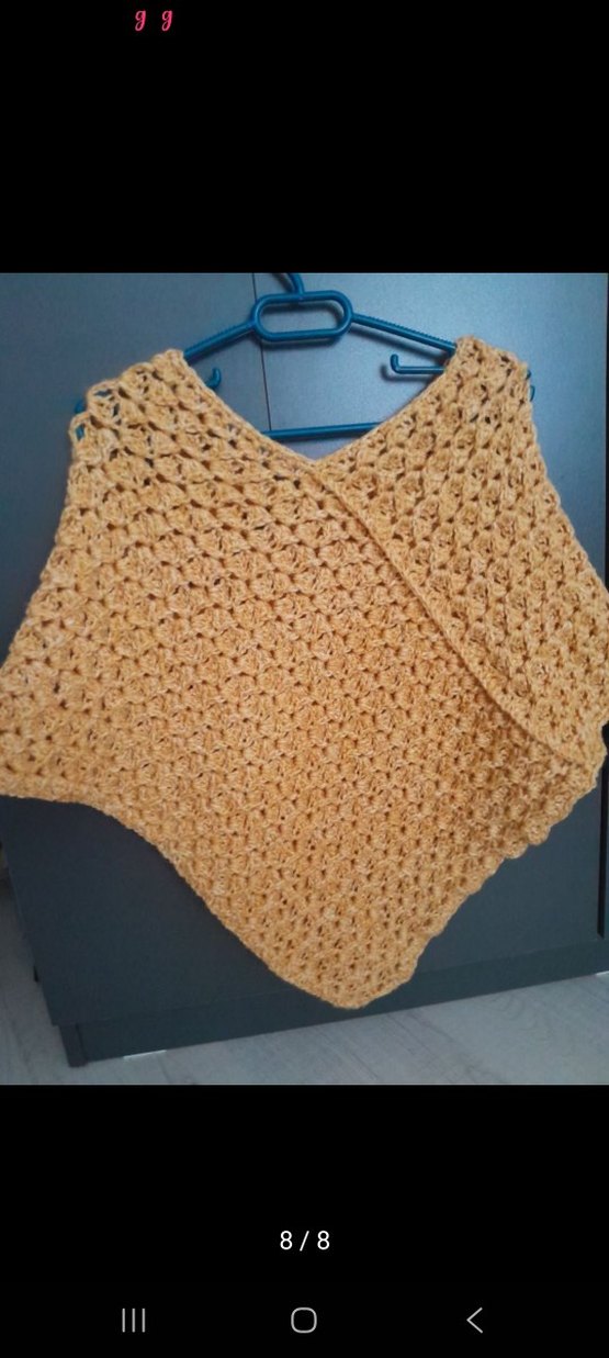 sarı Kısa Örgü Panço - Görsel 5