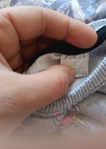 Unicorn Baskılı Gri Kız Sweatshirt - Görsel 3