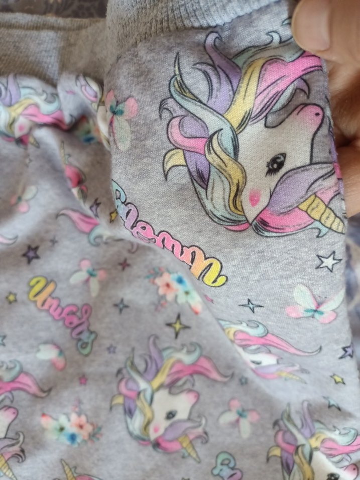 Unicorn Baskılı Gri Kız Sweatshirt - Görsel 2