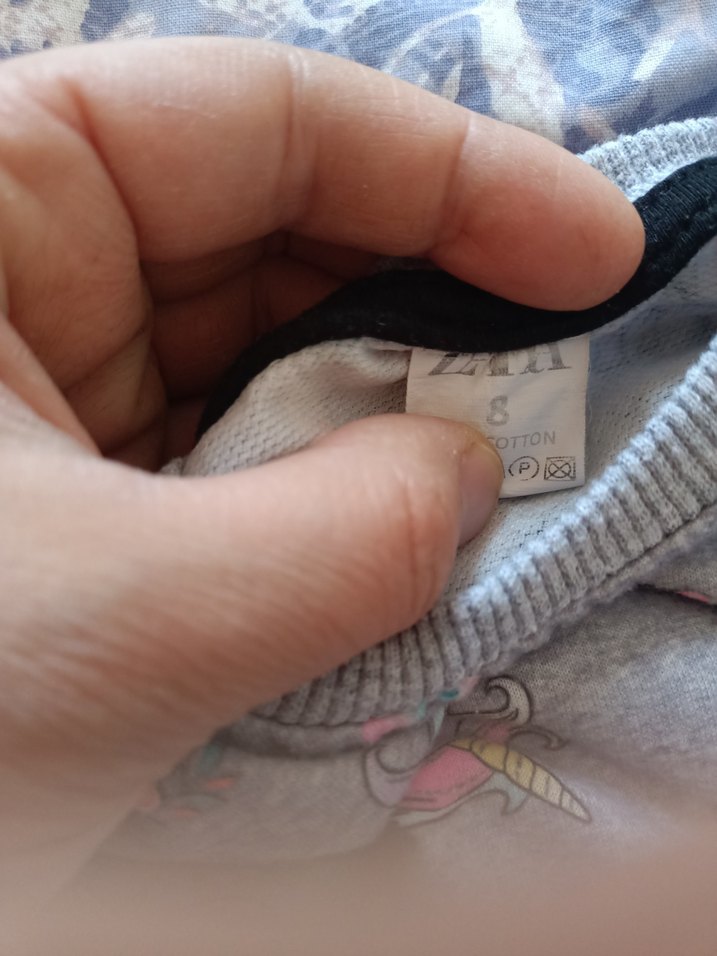 Unicorn Baskılı Gri Kız Sweatshirt - Görsel 3