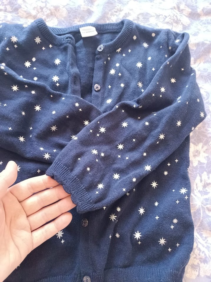 Kız Çocuk Lacivert Uzun Kollu Triko Hırka - Görsel 2