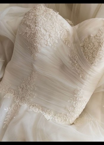 V Yaka A Kesim krem Gelinlik - Görsel 5