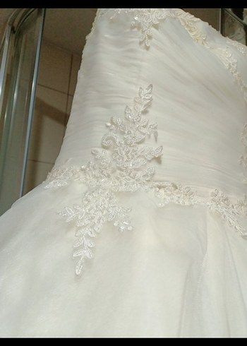 V Yaka A Kesim krem Gelinlik - Görsel 4