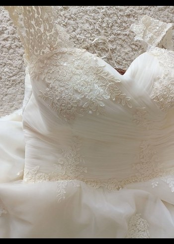 V Yaka A Kesim krem Gelinlik - Görsel 8