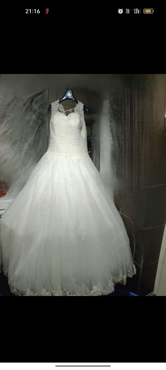 V Yaka A Kesim krem Gelinlik - Görsel 3