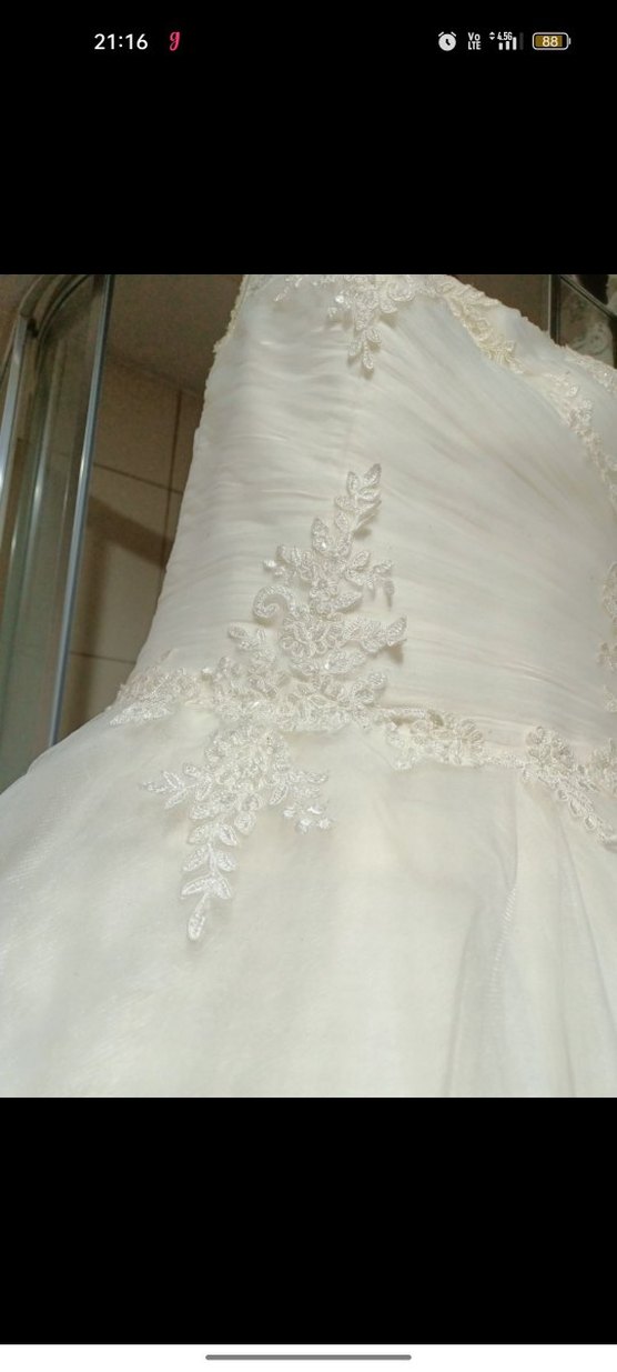 V Yaka A Kesim krem Gelinlik - Görsel 4