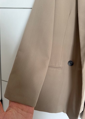 xs Beden camel Renk Bej Düğmeli Kadın Blazer Ceket