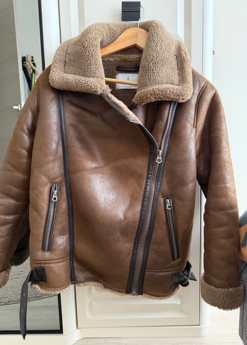 Stradivarius Siklik Ve Sicaklik Kahverengi Deri Biker Ceket İci Polar
