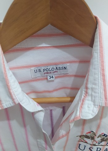 USPA Pembe Çizgili Uzun Kollu Gömlek - Görsel 3