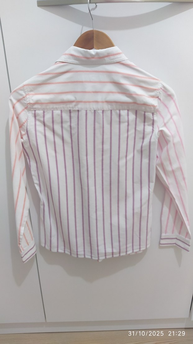 USPA Pembe Çizgili Uzun Kollu Gömlek - Görsel 2