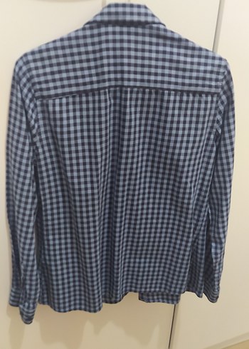 Mavi Kareli Uzun Kollu Kadın Gömlek - Görsel 2