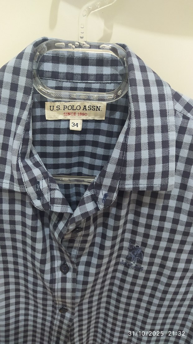 Mavi Kareli Uzun Kollu Kadın Gömlek - Görsel 3