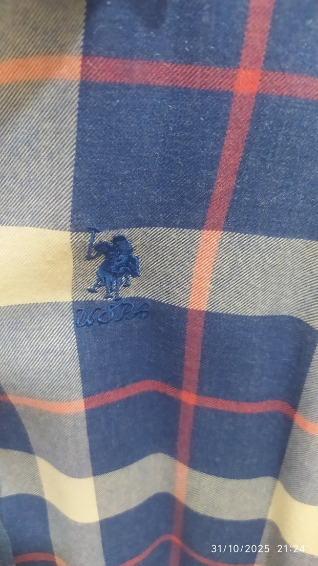 Düğmeli Uzun Kollu Mavi Kareli Gömlek - Görsel 4