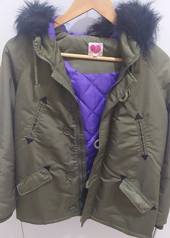 Kürklü Kapüşonlu Mor Astarlı Kadın Kışlık Mont - Görsel 3
