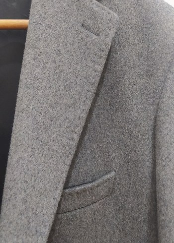 Gri Erkek Düğmeli Midi Kaban - Görsel 3